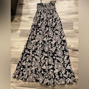 At Last Black and Cream Floral Maxi Skirt